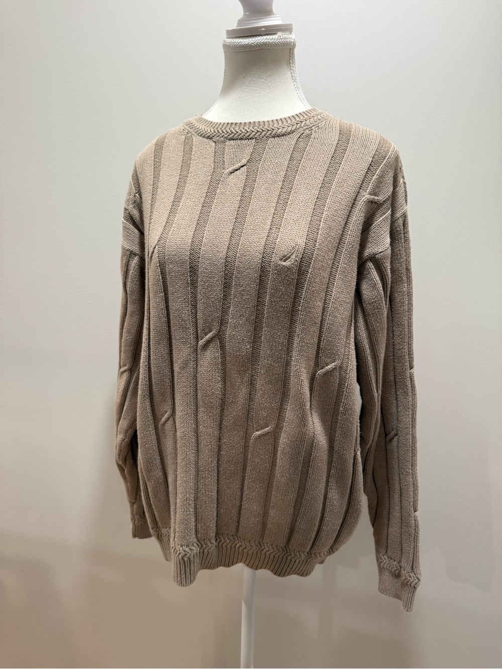 Nautica Men's Crewneck Sweater in Beige Taupe